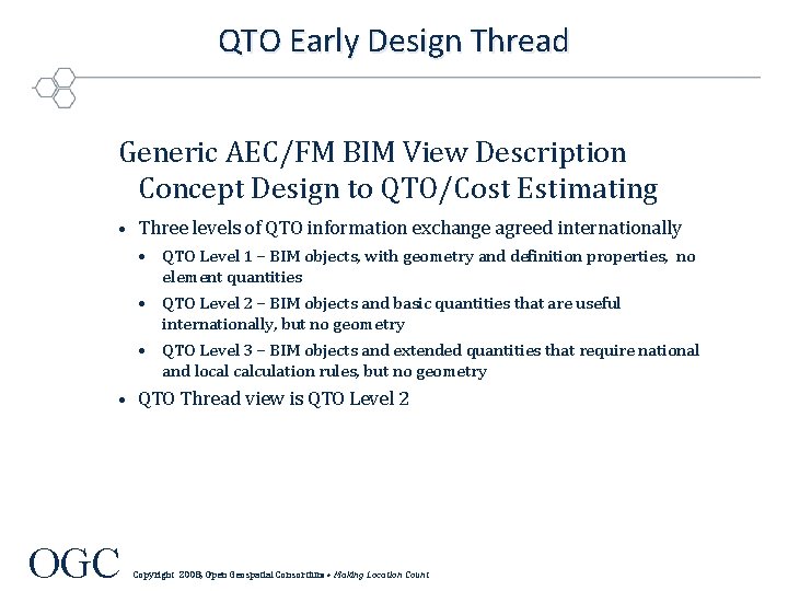 QTO Early Design Thread Generic AEC/FM BIM View Description Concept Design to QTO/Cost Estimating