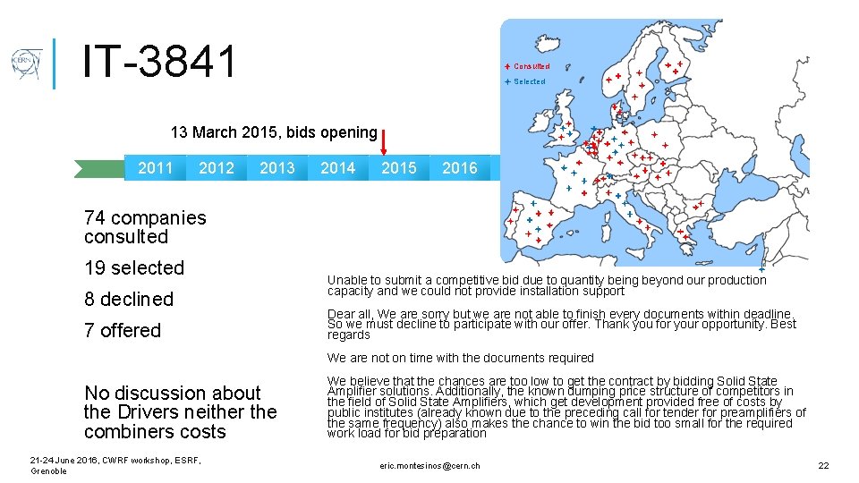IT-3841 Consulted Selected 13 March 2015, bids opening 2011 2012 2013 2014 2015 2016
