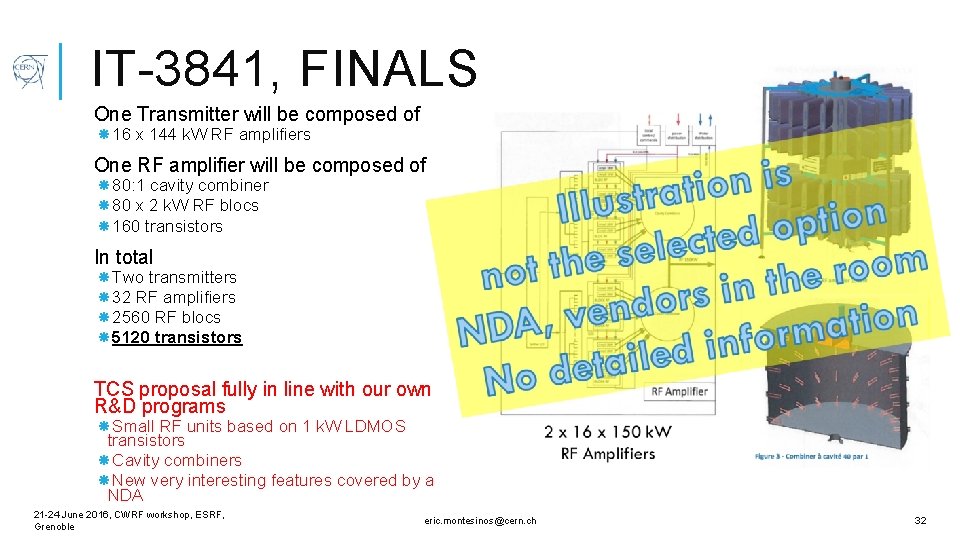 IT-3841, FINALS One Transmitter will be composed of 16 x 144 k. W RF