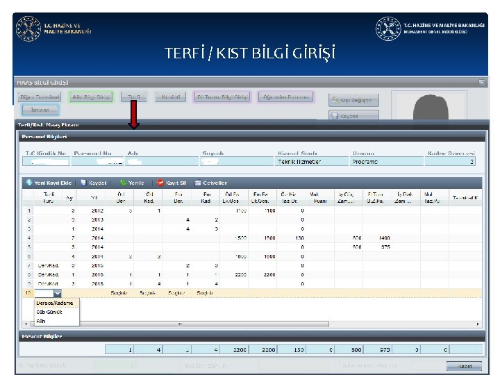 TERFİ / KIST BİLGİ GİRİŞİ 