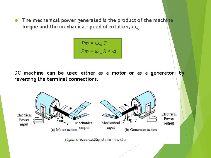  The mechanical power generated is the product of the machine torque and the