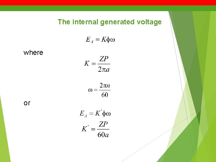 The internal generated voltage where or 