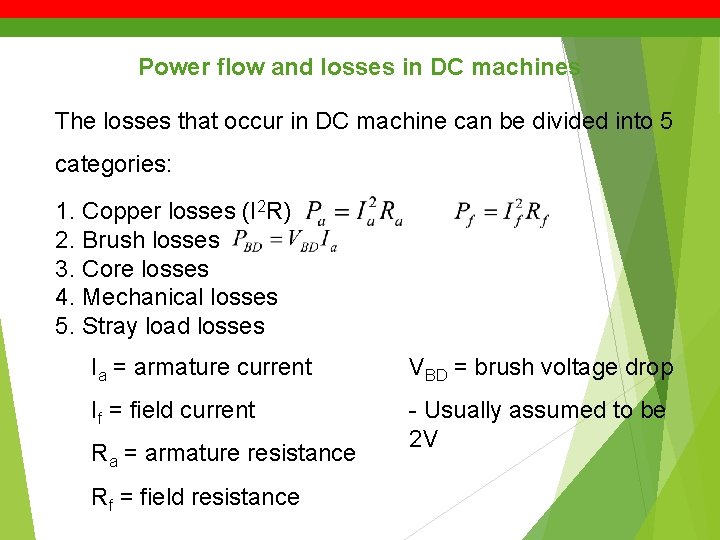 Power flow and losses in DC machines The losses that occur in DC machine