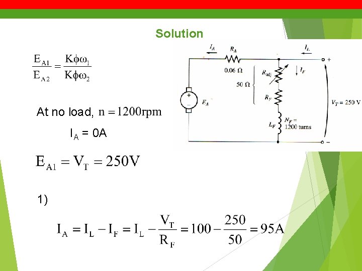 Solution At no load, IA = 0 A 1) 