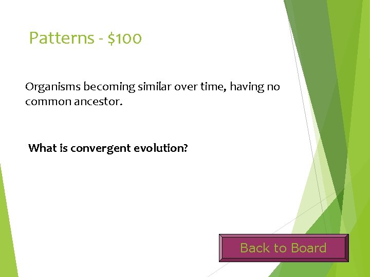 Patterns - $100 Organisms becoming similar over time, having no common ancestor. What is
