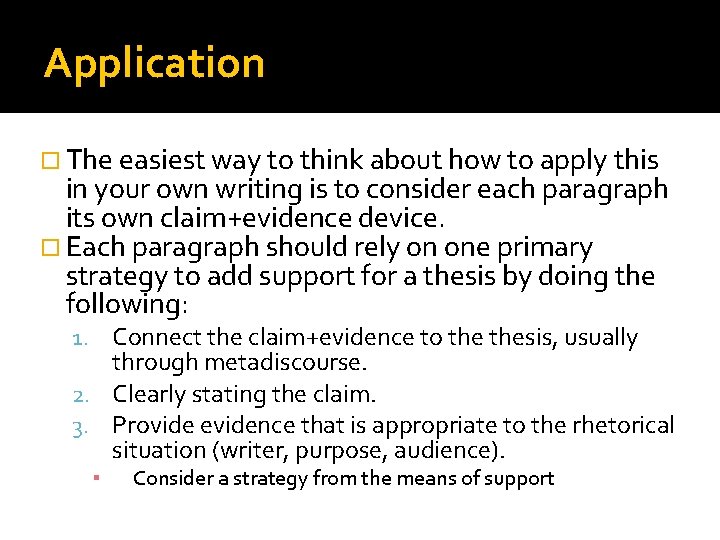 Application The easiest way to think about how to apply this in your own