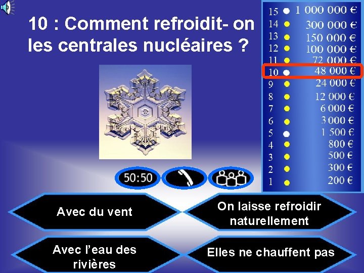 10 : Comment refroidit- on les centrales nucléaires ? 15 14 13 12 11