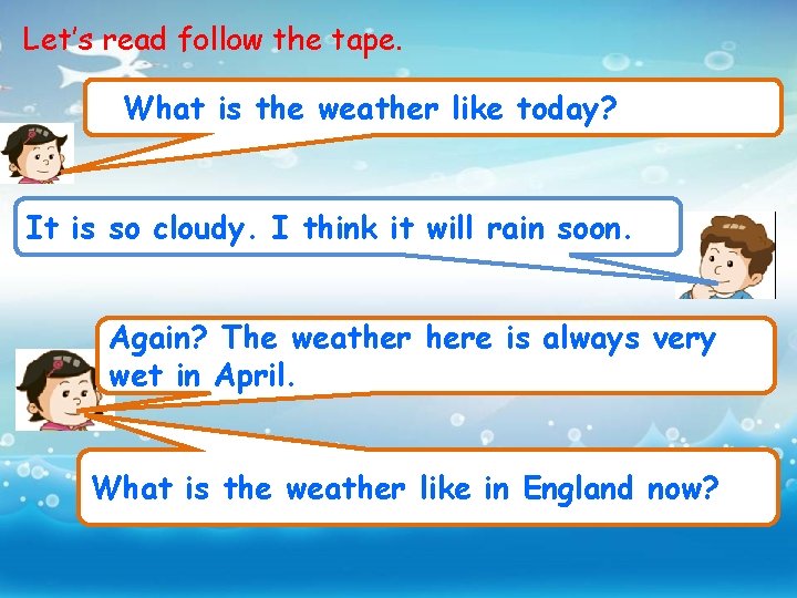 Let’s read follow the tape. What is the weather like today? It is so