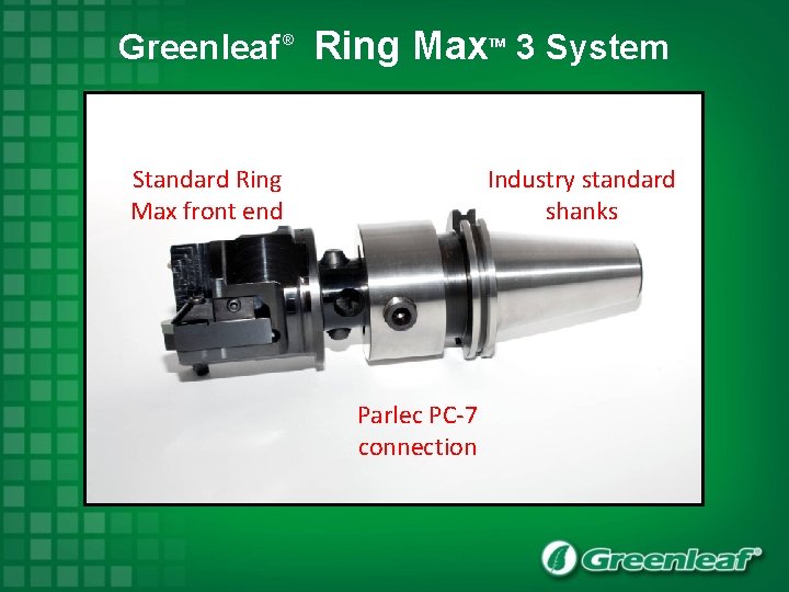 Greenleaf ® Ring Max 3 System TM Standard Ring Max front end Industry standard