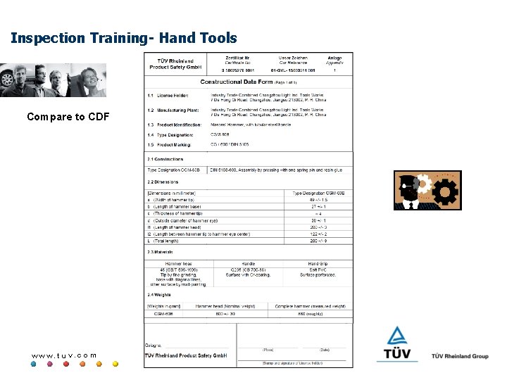 Inspection Training- Hand Tools Compare to CDF www. tuv. com 