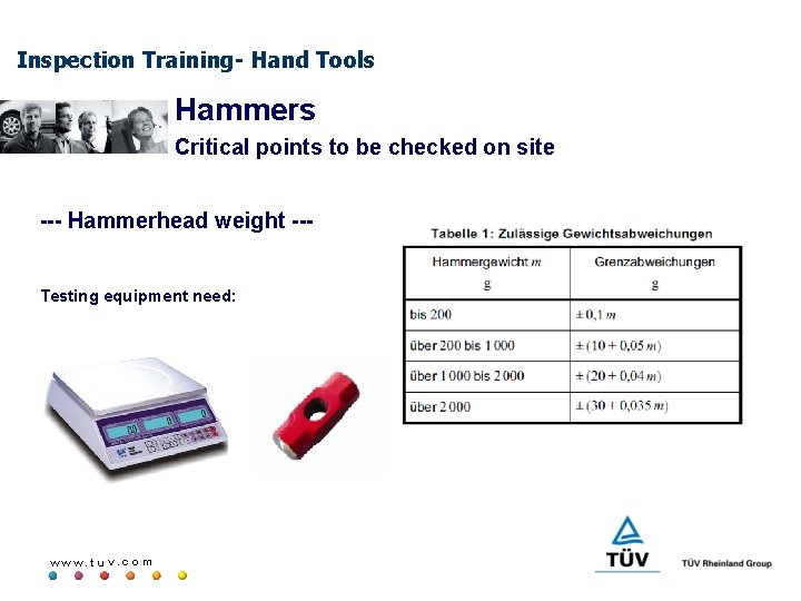 Inspection Training- Hand Tools Hammers Critical points to be checked on site --- Hammerhead