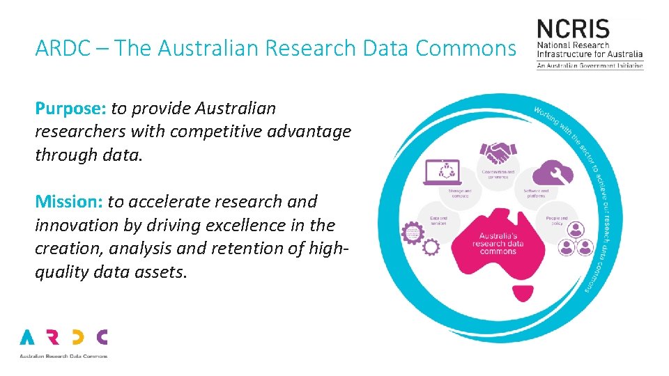 ARDC – The Australian Research Data Commons Purpose: to provide Australian researchers with competitive