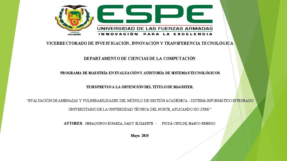 VICERRECTORADO DE INVESTIGACIÓN, INNOVACIÓN Y TRANSFERENCIA TECNOLÓGICA DEPARTAMENTO DE CIENCIAS DE LA COMPUTACIÓN PROGRAMA