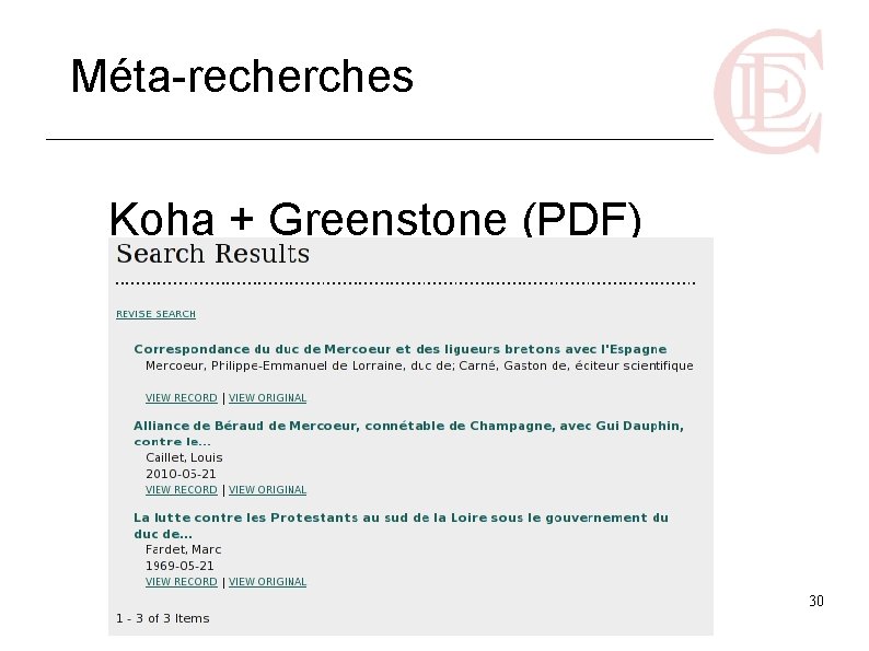 Méta-recherches Koha + Greenstone (PDF) 30 