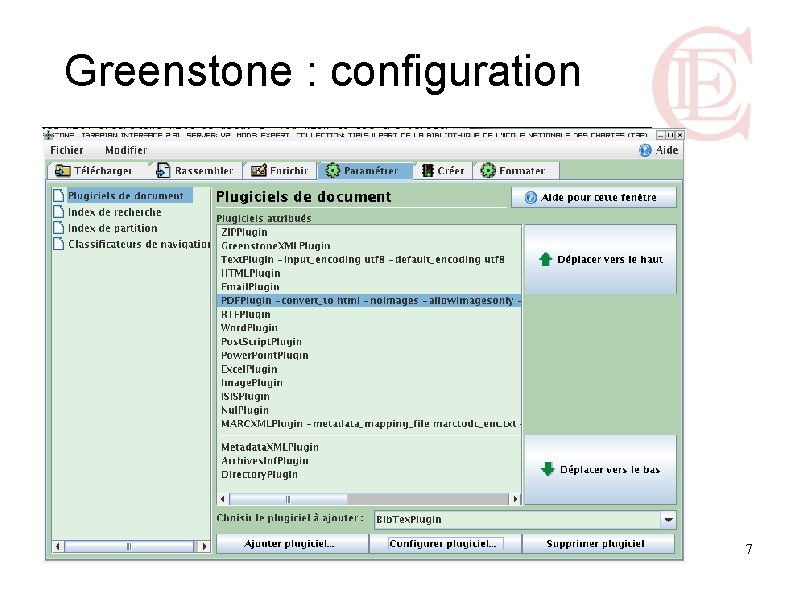 Greenstone : configuration 7 