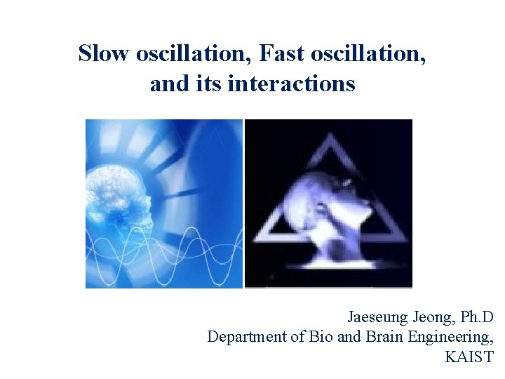 Slow oscillation, Fast oscillation, and its interactions Jaeseung Jeong, Ph. D Department of Bio