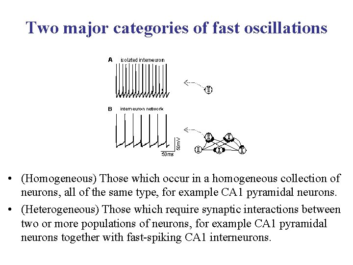Two major categories of fast oscillations • (Homogeneous) Those which occur in a homogeneous