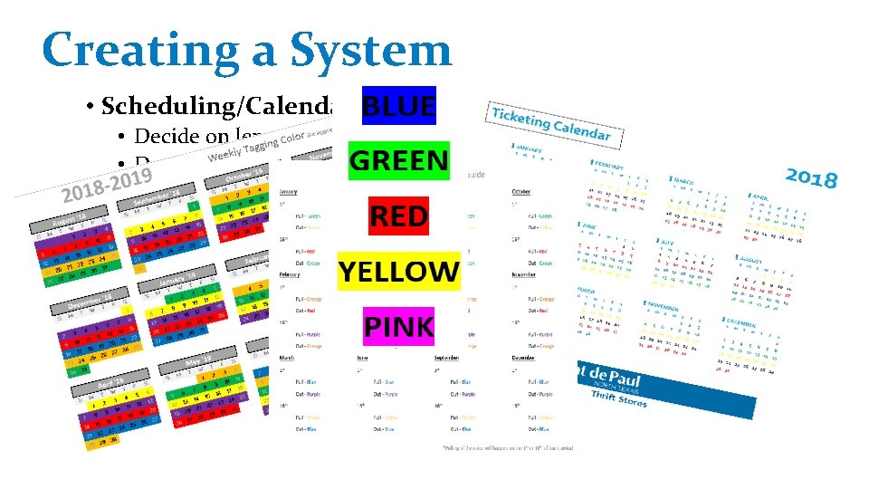 Creating a System • Scheduling/Calendar options • Decide on length of the cycle (3