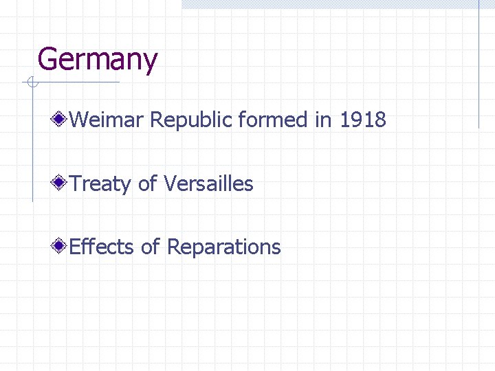 Germany Weimar Republic formed in 1918 Treaty of Versailles Effects of Reparations 