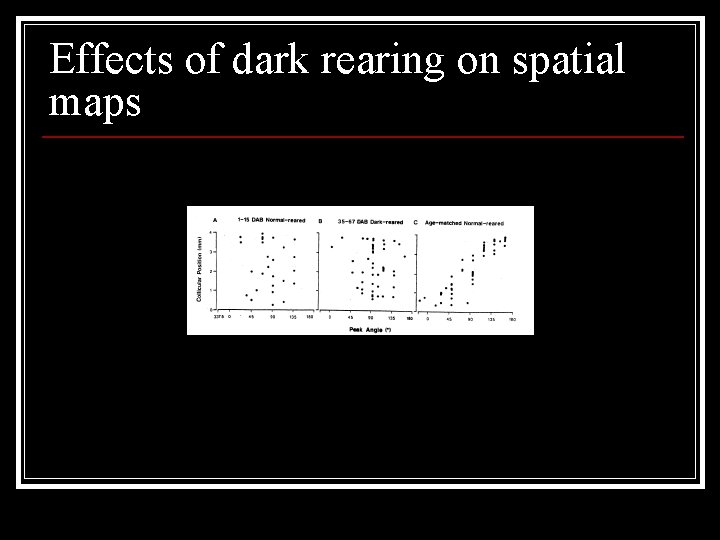 Effects of dark rearing on spatial maps 