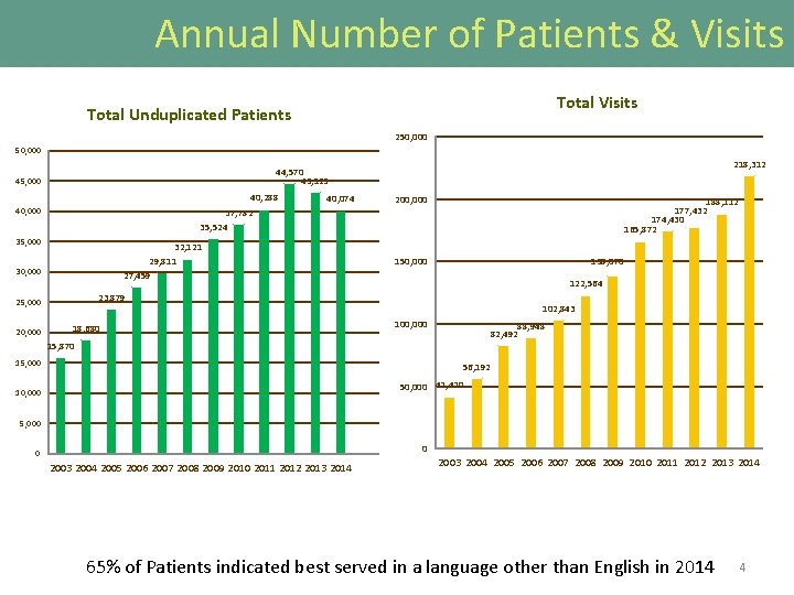 Annual Number of Patients & Visits Total Unduplicated Patients 250, 000 45, 000 40,