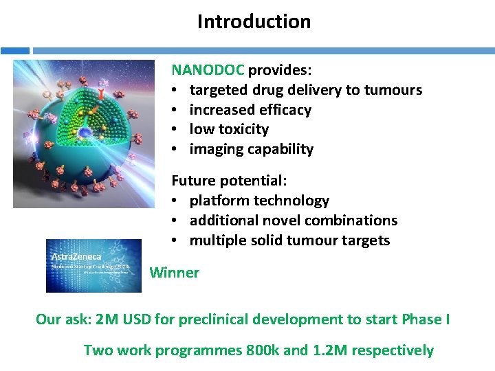 Introduction NANODOC provides: • targeted drug delivery to tumours • increased efficacy • low