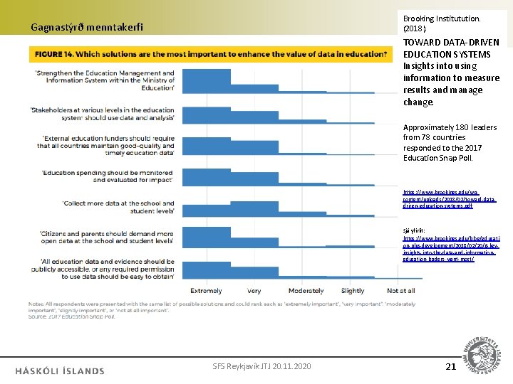 Brooking Institutution. (2018). Gagnastýrð menntakerfi TOWARD DATA DRIVEN EDUCATION SYSTEMS Insights into using information