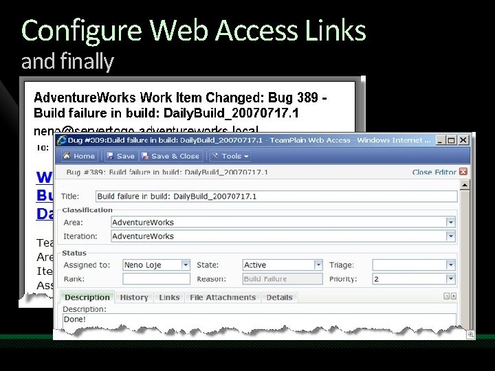 Configure Web Access Links and finally 