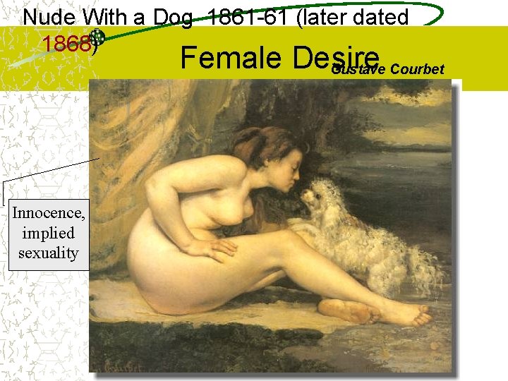 Nude With a Dog 1861 -61 (later dated 1868) Female Desire Gustave Courbet Innocence,