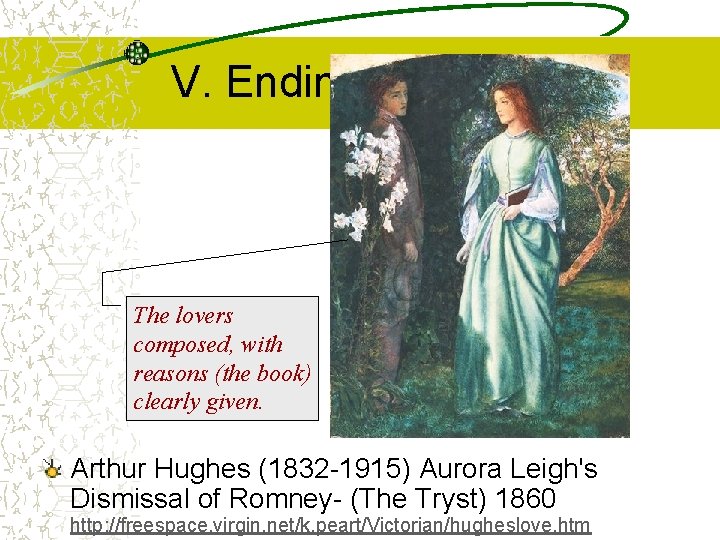 V. Ending The lovers composed, with reasons (the book) clearly given. Arthur Hughes (1832