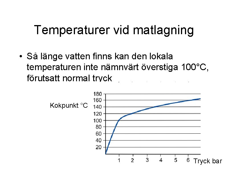 Temperaturer vid matlagning • Så länge vatten finns kan den lokala temperaturen inte nämnvärt