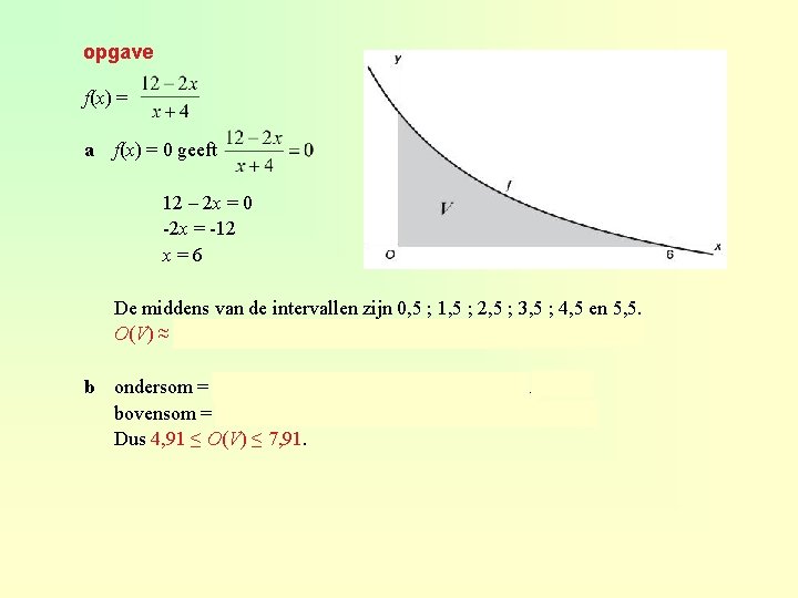 opgave f(x) = a f(x) = 0 geeft 12 – 2 x = 0