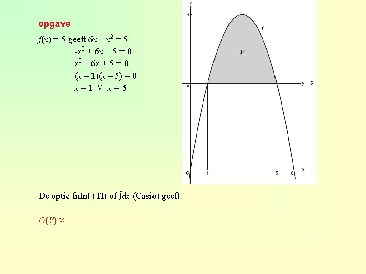 opgave f(x) = 5 geeft 6 x – x 2 = 5 -x 2