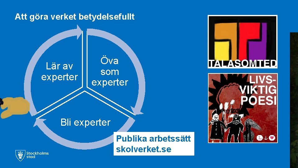 Att göra verket betydelsefullt Lär av experter Öva som experter Bli experter Publika arbetssätt