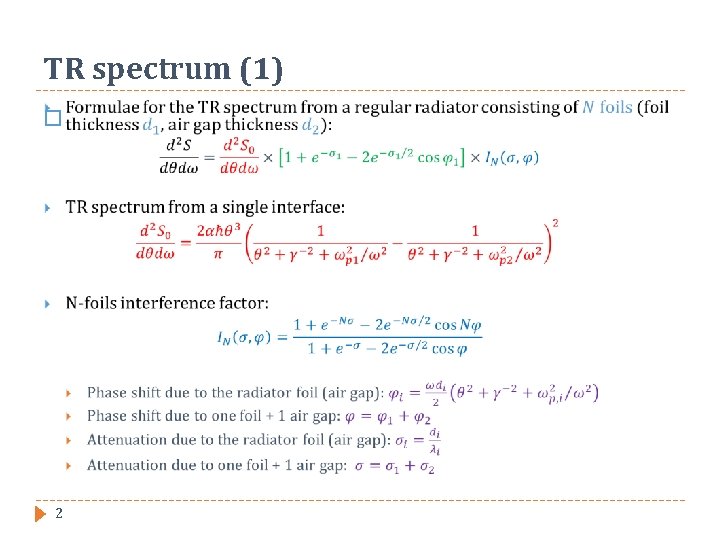 TR spectrum (1) � 2 