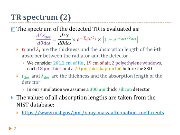 TR spectrum (2) � 3 