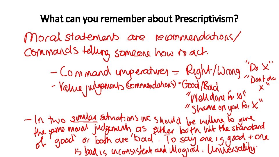 What can you remember about Prescriptivism? 