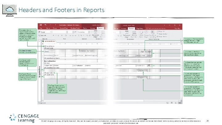 Headers and Footers in Reports © 2017 Cengage Learning. All Rights Reserved. May not