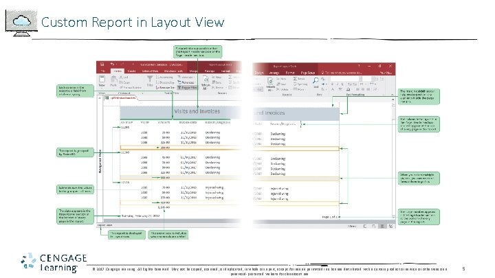 Custom Report in Layout View © 2017 Cengage Learning. All Rights Reserved. May not