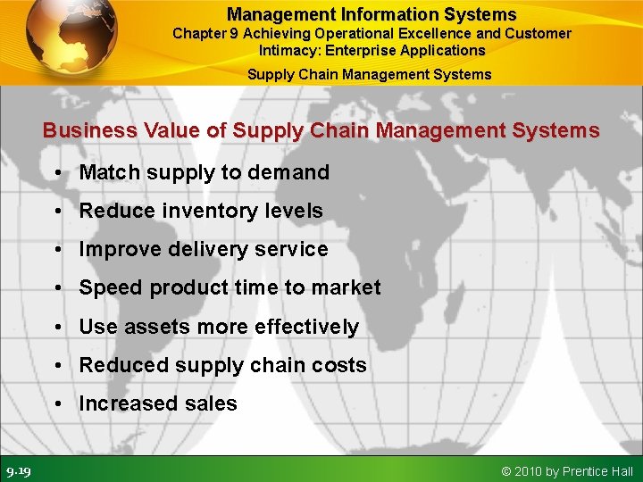 Management Information Systems Chapter 9 Achieving Operational Excellence and Customer Intimacy: Enterprise Applications Supply