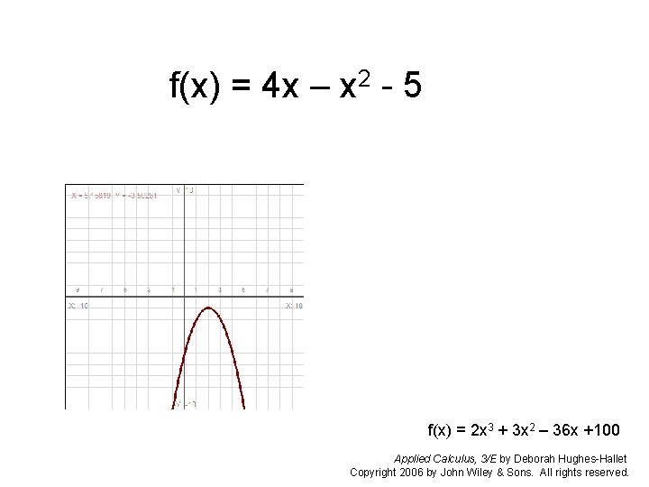 f(x) = 4 x – x 2 - 5 f(x) = 2 x 3