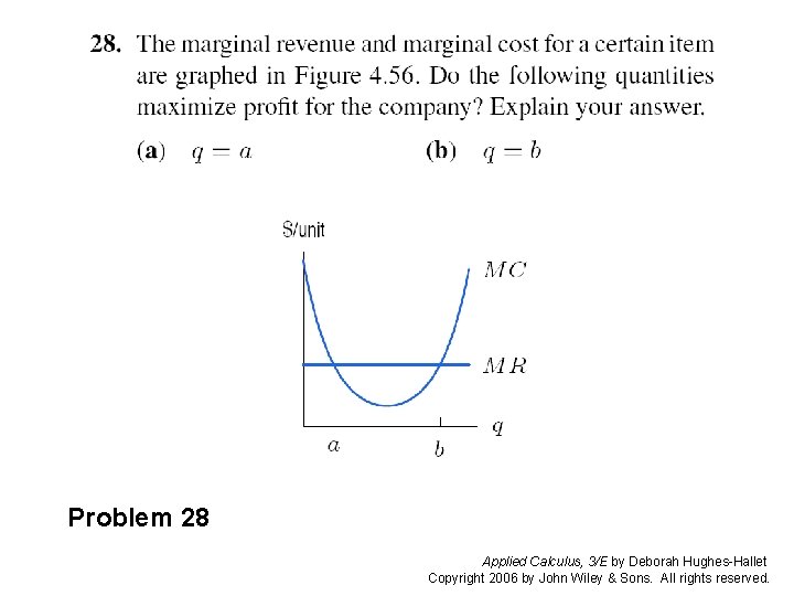 Slide 4: Problem 28 Applied Calculus, 3/E by Deborah Hughes-Hallet Copyright 2006 by John