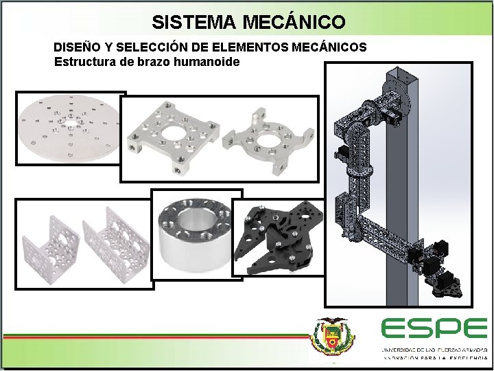 SISTEMA MECÁNICO DISEÑO Y SELECCIÓN DE ELEMENTOS MECÁNICOS Estructura de brazo humanoide 
