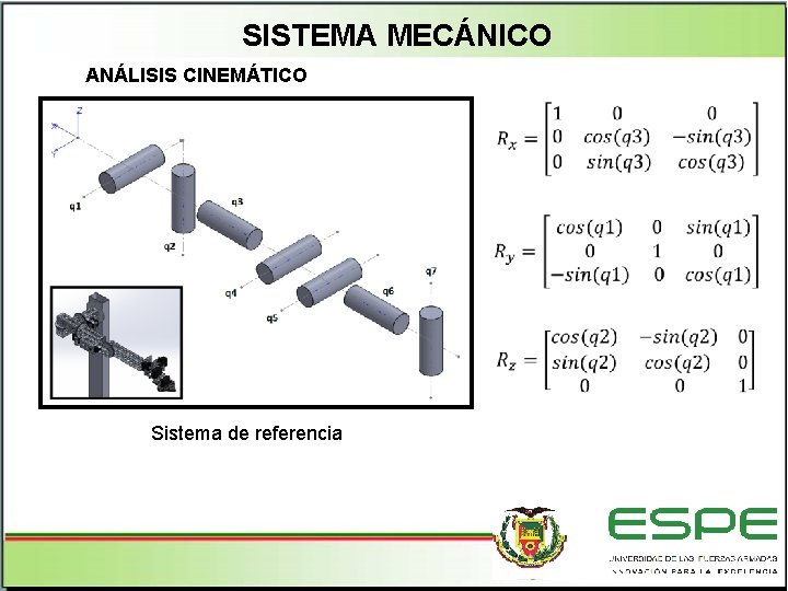 SISTEMA MECÁNICO ANÁLISIS CINEMÁTICO Sistema de referencia 