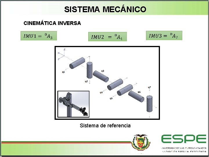 SISTEMA MECÁNICO CINEMÁTICA INVERSA Sistema de referencia 