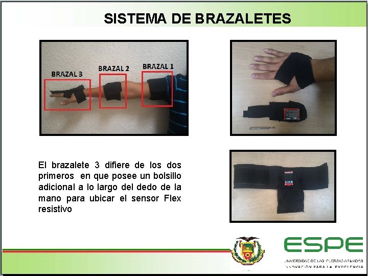 SISTEMA DE BRAZALETES El brazalete 3 difiere de los dos primeros en que posee