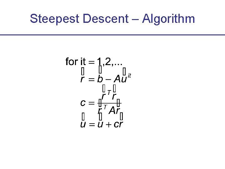 Steepest Descent – Algorithm 