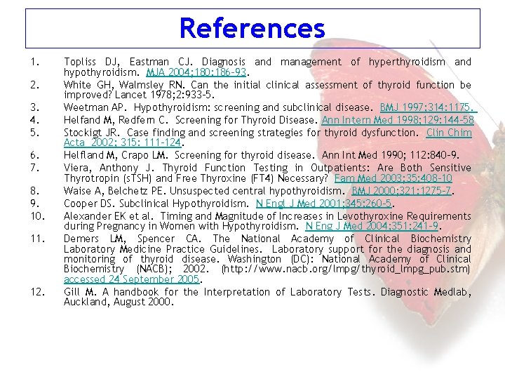 References 1. 2. 3. 4. 5. 6. 7. 8. 9. 10. 11. 12. Topliss