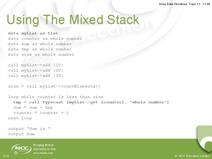 Array Data Structures Topic 11 - 11. 34 Using The Mixed Stack data data