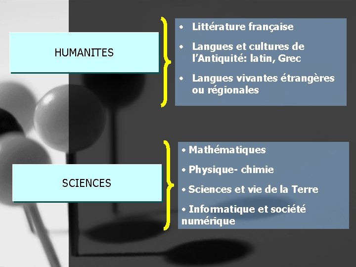  • Littérature française HUMANITES • Langues et cultures de l’Antiquité: latin, Grec •